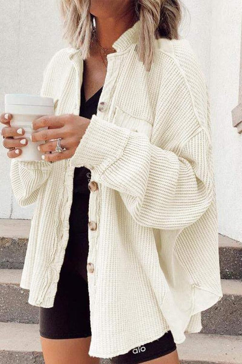 WAFFLE KNIT BUTTON DOWN